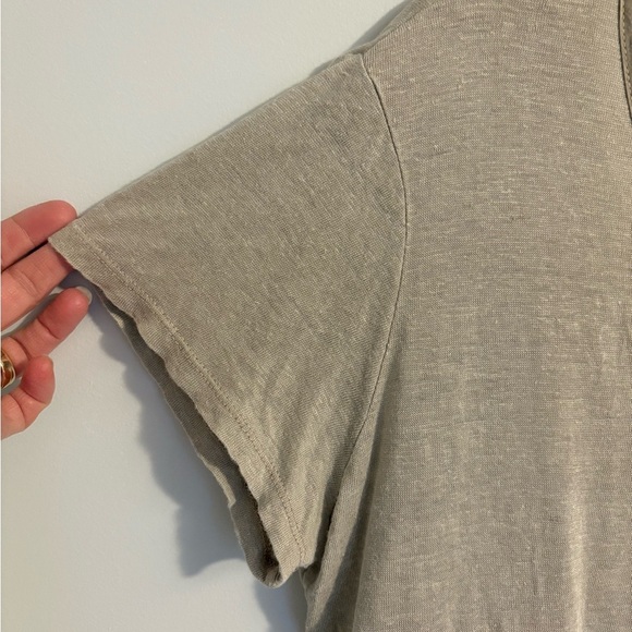 Charlie B Tan/Beige V Neck 100% Linen Short Sleeve Top Beachy Womens Size XL - Picture 2 of 11